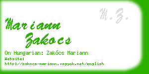 mariann zakocs business card